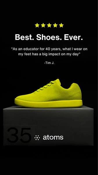 athletic shoes, sneakers, running shoes, sports shoes, casual shoes, trainers, footwear, social proof, bestseller push, minimalist, trustworthy, bold, black, yellow